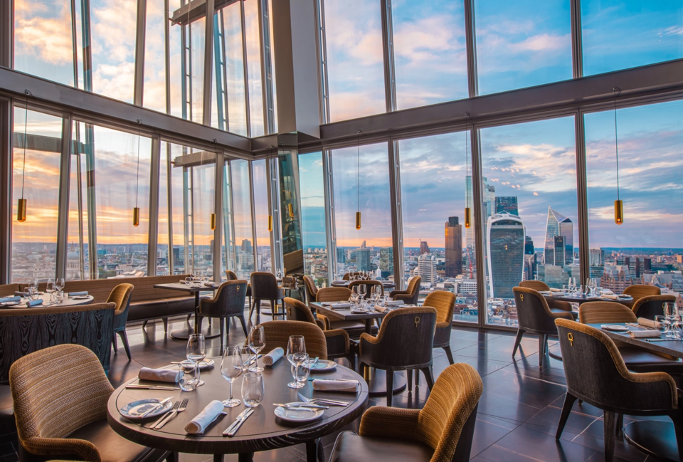 Dining at Aqua Shard with a view over London.