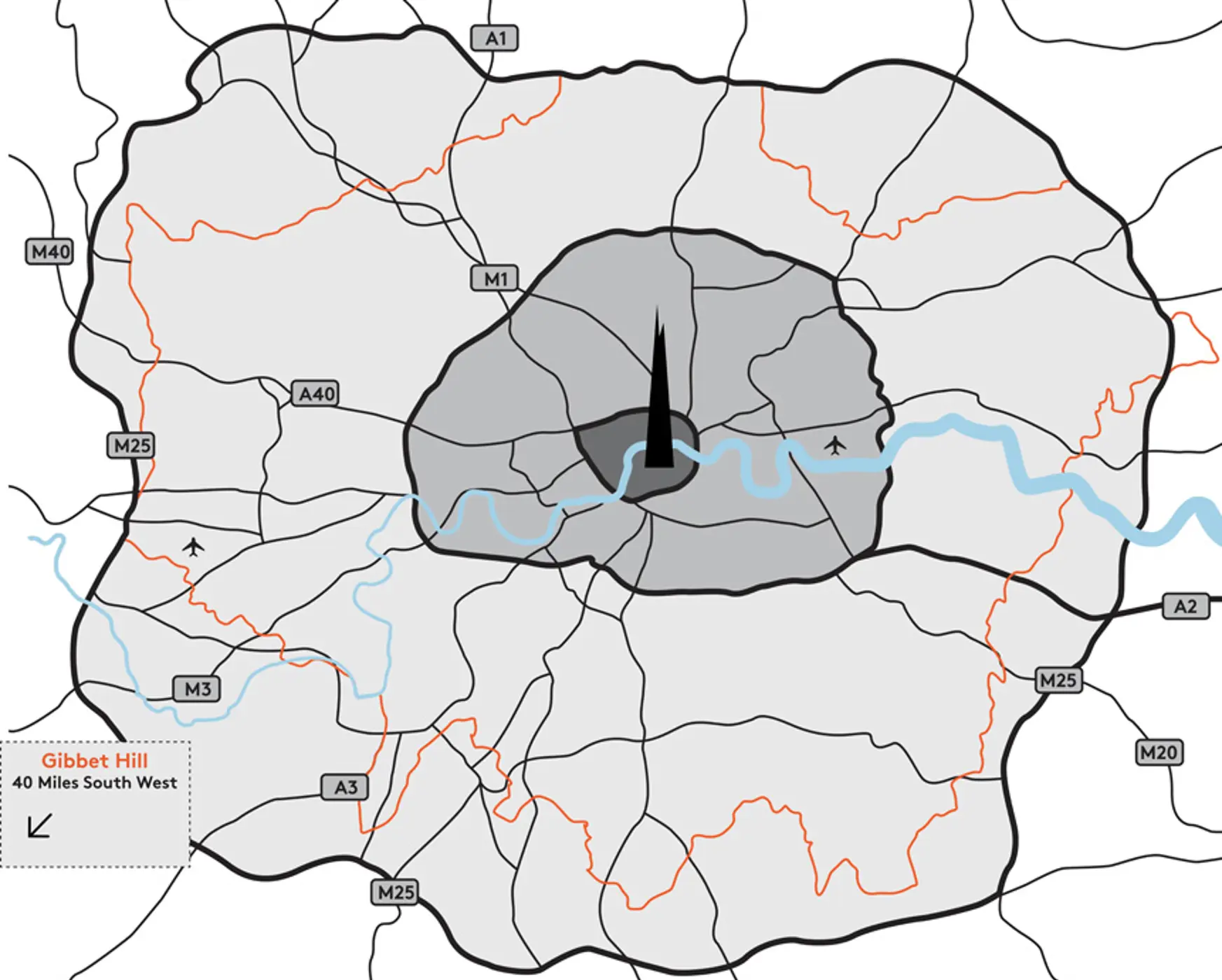 Map of viewing spots surrounding The Shard